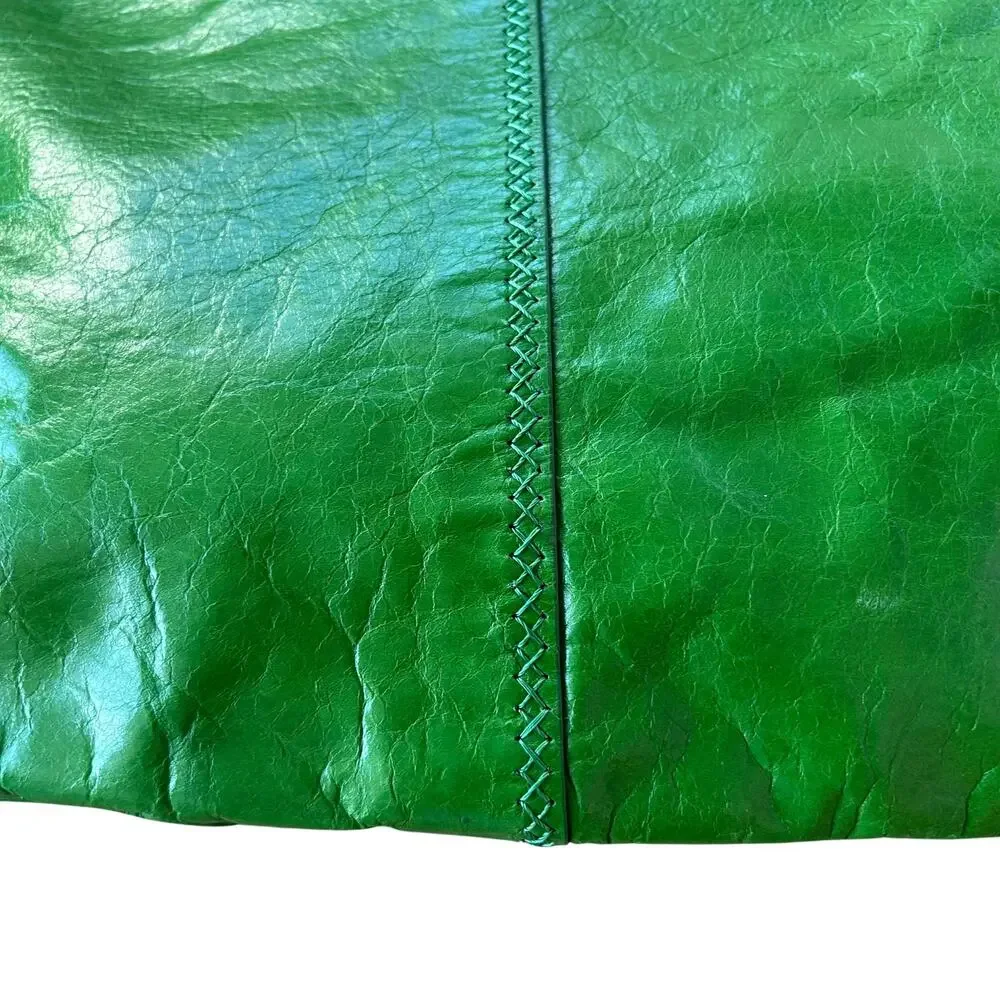 Badgley Mischka Gaia Hobo | Vintage Bright Green Leather Slouchy Chain-Link Bag